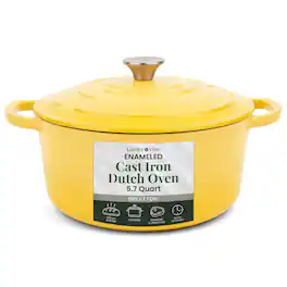 Larder & Vine - 5.7 qt Enameled Cast Iron Dutch Oven with Lid - Limoncello