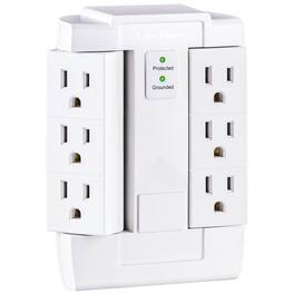 CyberPower - 6-AC Swiveling Outlet 900-Joules Essential Series Surge Protector Wall Tap, CSB600WS - White