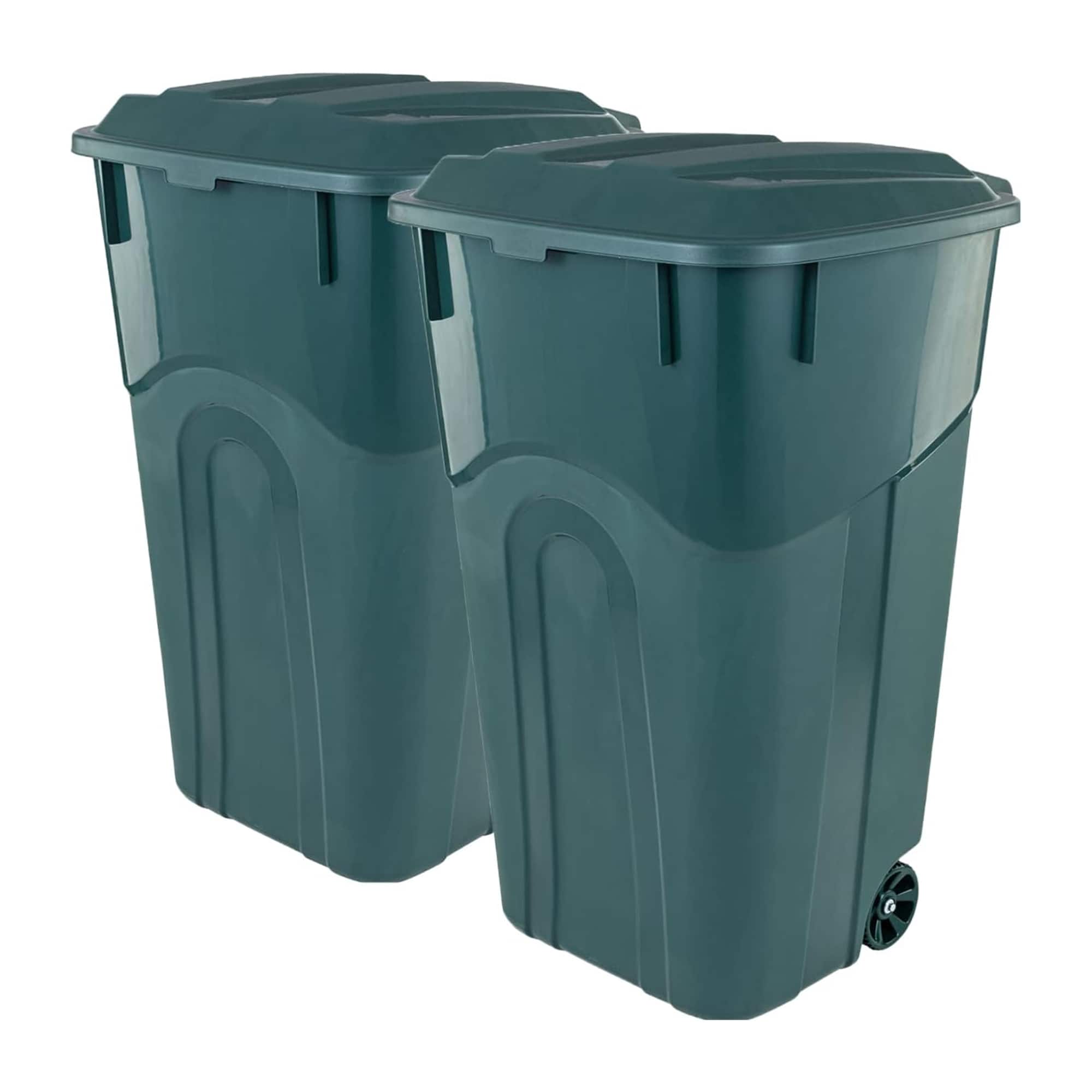 Front. United Solutions - United Solutions 2 Pack 32 Gal Outdoor Garbage Can Trash Bins ECOSolution, Green - Green.