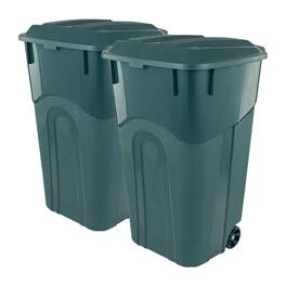 United Solutions - 2 Pack 32 Gal Outdoor Garbage Can Trash Bins ECOSolution - Green