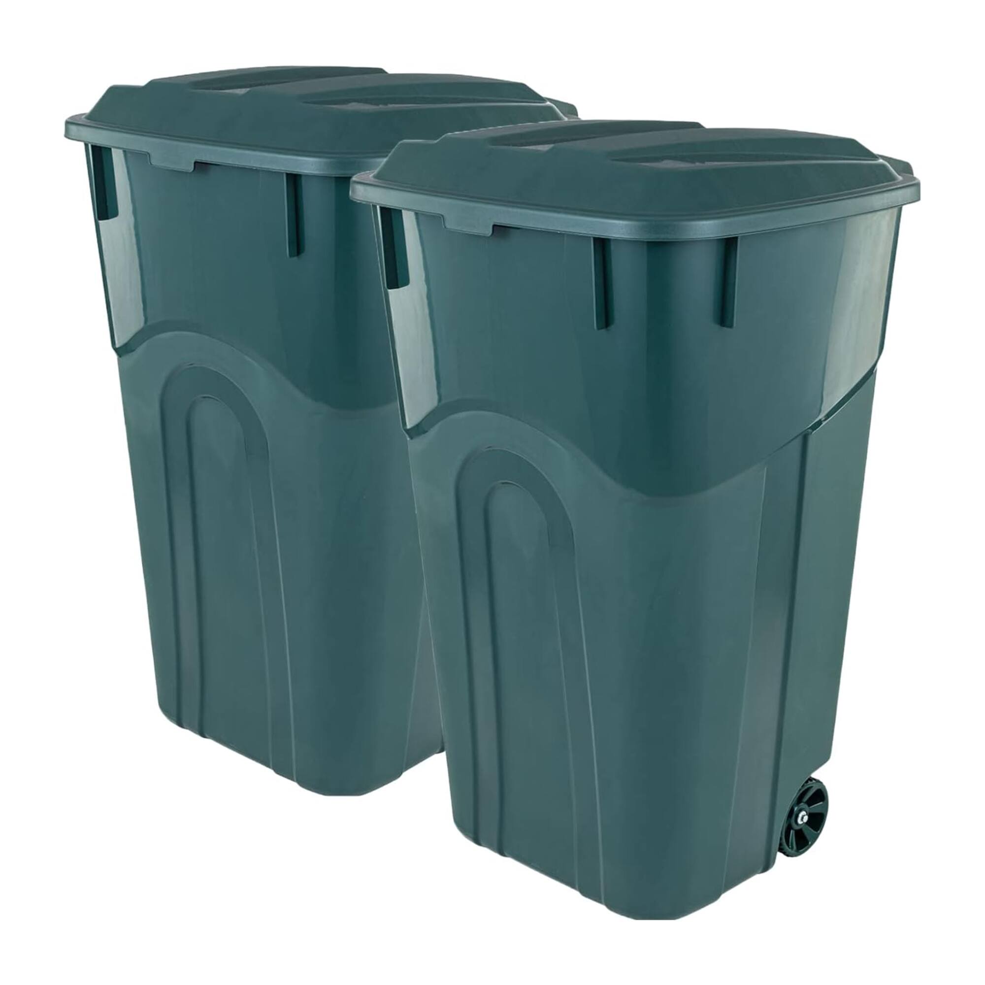 Front. United Solutions - United Solutions 2 Pack 32 Gal Outdoor Garbage Can Trash Bins ECOSolution, Green - Green.