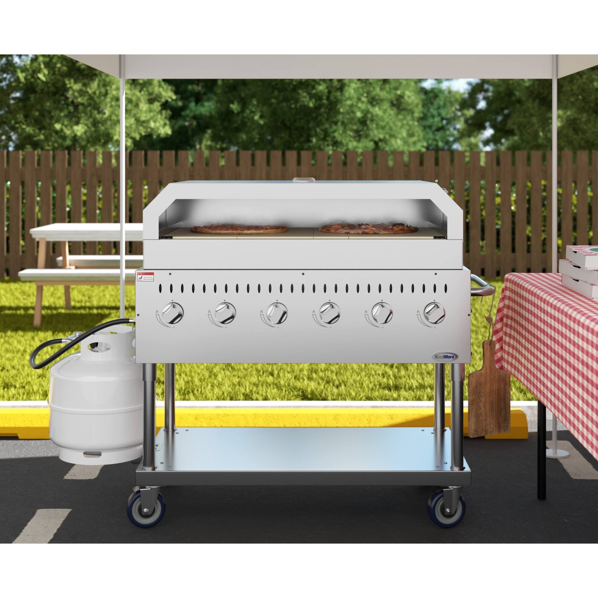 Back. Koolmore - 48 in. Commercial Outdoor Propane Gas Grill With Pizza Oven, ETL Listed in Stainless-Steel (CGKIT4-48P) - Stainless Steel.