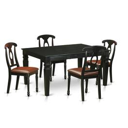 East West Furniture - 5 Pc Dining room set for 4-Dinette Table and 4 Kitchen Chairs - Black