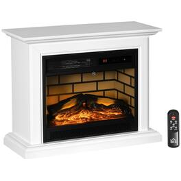 Resenkos - 31" Electric Fireplace with Dimmable Flame Effect and Mantel, Log Hearth and Remote Control - White