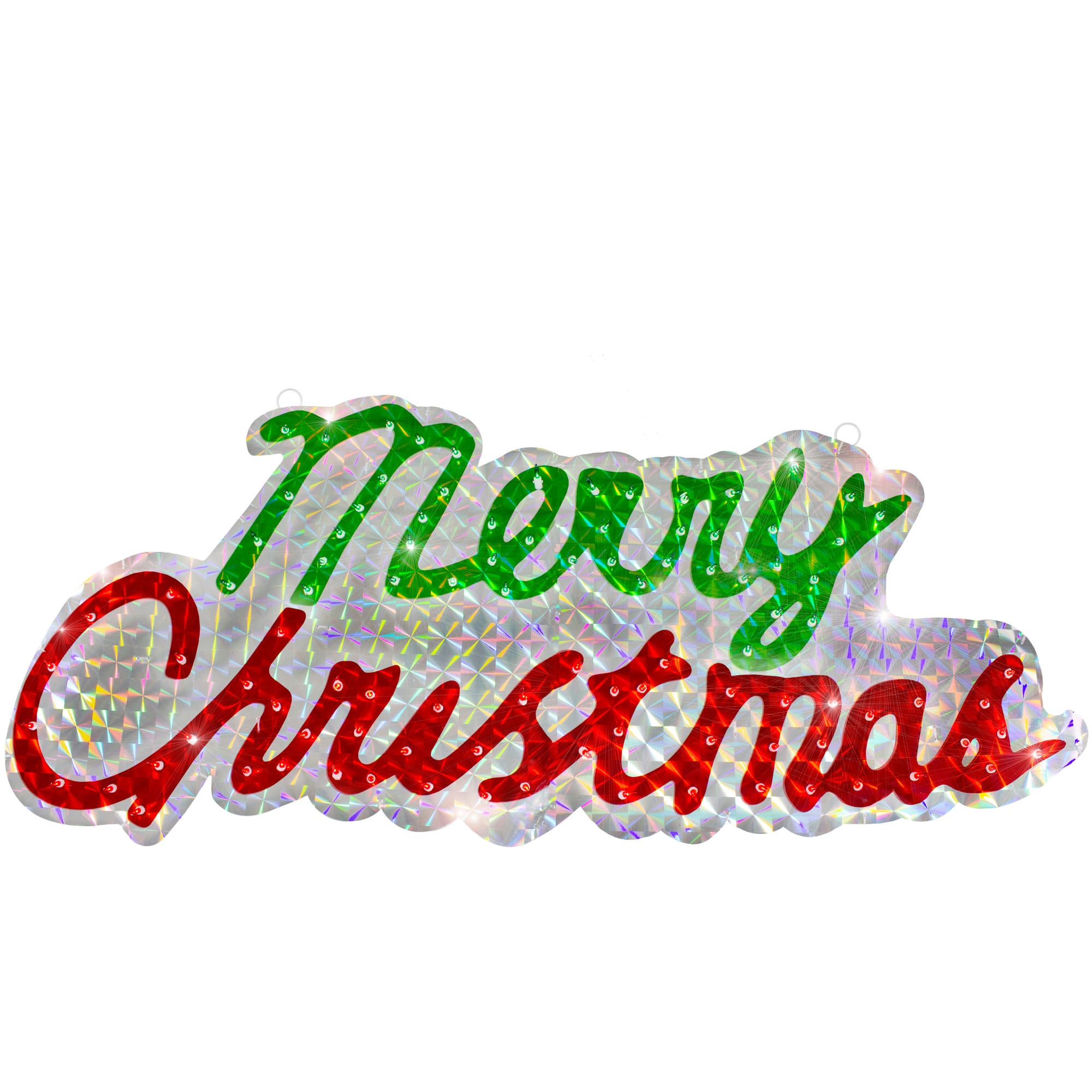 Northlight - Lighted Holographic Merry Christmas Sign Outdoor Decoration - 45.5" - Multi Lights - Silver