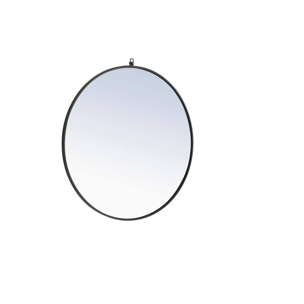 Alt View 5. Elegant Decor - Metal frame Round Mirror with decorative hook 36 inch Black finish - Black.
