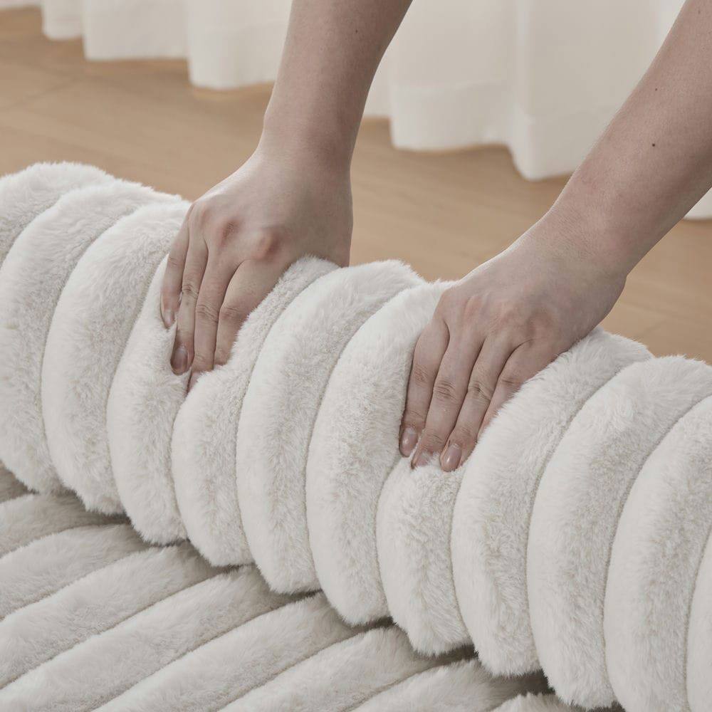 Alt View 2. Kadyn - 49.6" Wide Upholstered Mini Loveseat, 2-Seater Small Sofa End of Bed Bench Window Ottoman Footrest, Beige - Beige.