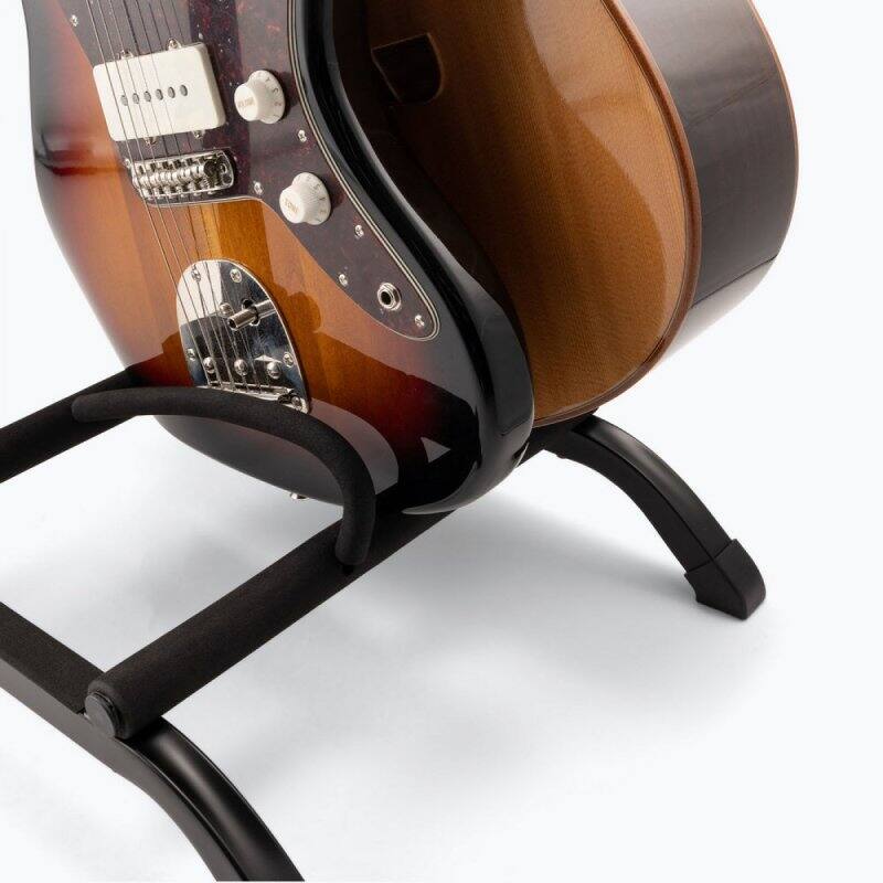 Back. On Stage Stands - On-Stage GS7361 Three-Space Foldable Multi-Guitar Rack (Storage and Display for 3 Acoustic, Electric, and Bass Guitars, - Black.