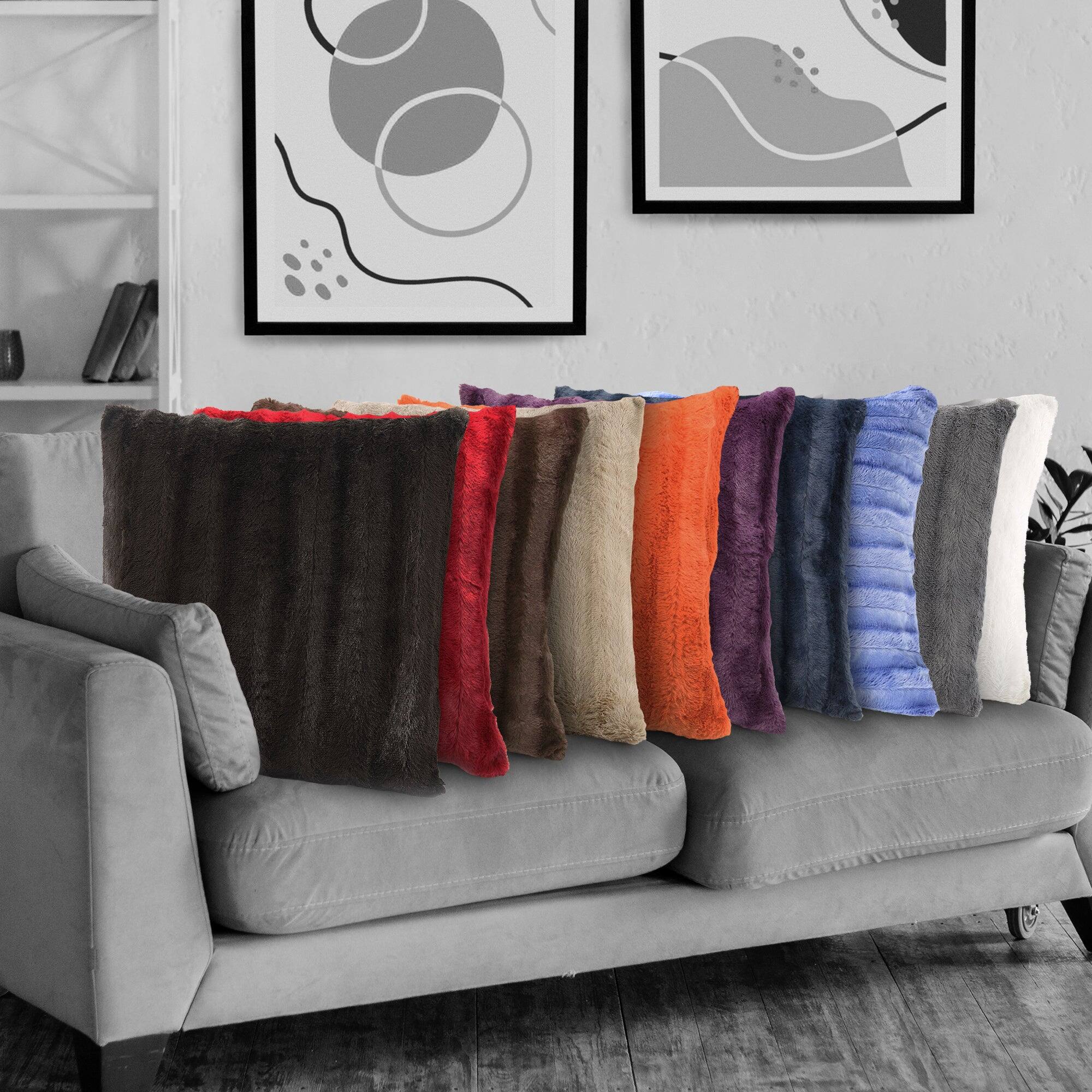 Alt View 6. Cheer Collection - Faux Fur Throw Pillows - Decorative Accent Pillows for Couch, Bed, or Living Room - Grey.