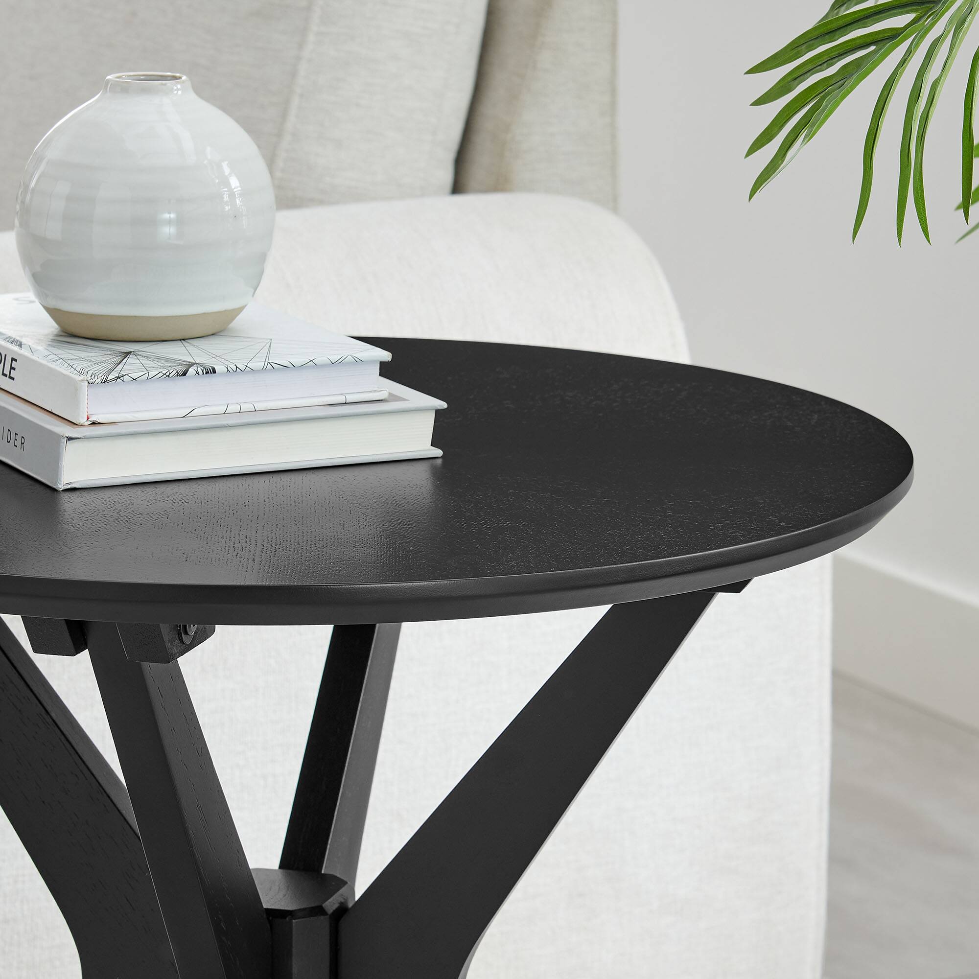 Alt View 1. Modway - Crossroads 24" Round Wood Side Table by Modway - Black.