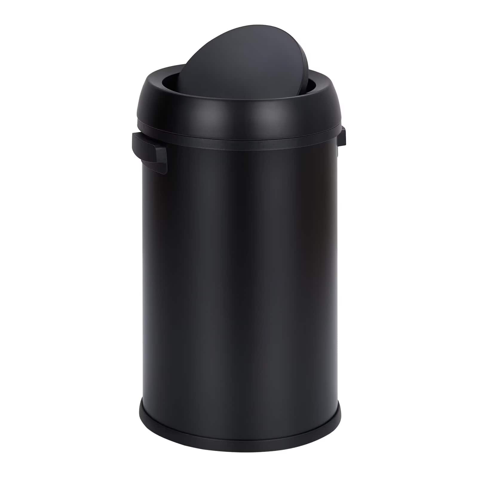 Jojoka - 17 Gallon Stainless Steel Swing Top Trash Can, Heavy Duty Round Bin, Commercial Garbage Can, Matte - Black