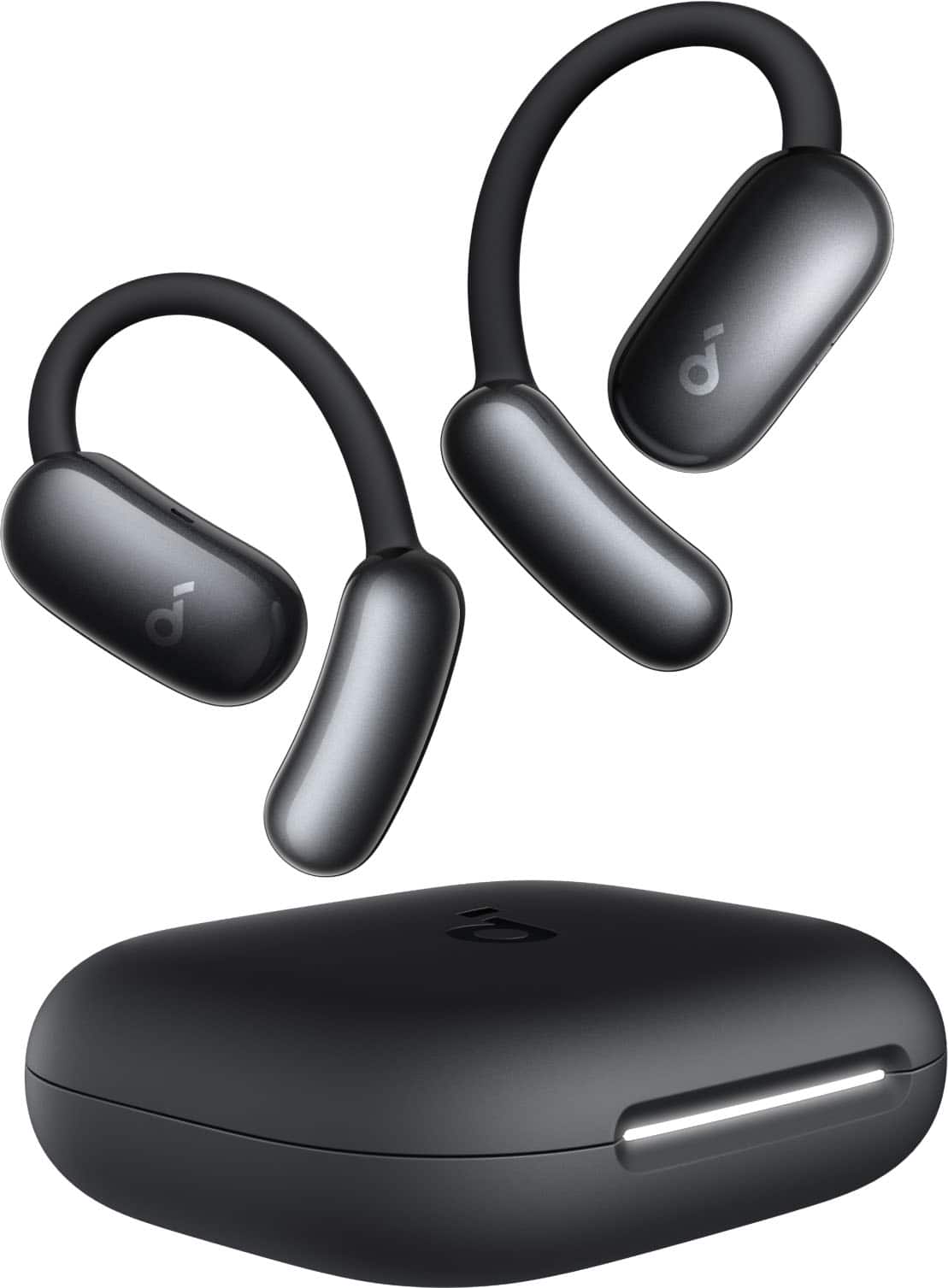 Alt View 1. Soundcore - by Anker AeroFit 2 A.I. Assistant Open-Ear Bluetooth Headphones with Real-Time Translation and Adjustable Ear Hooks - Obsidian Black.