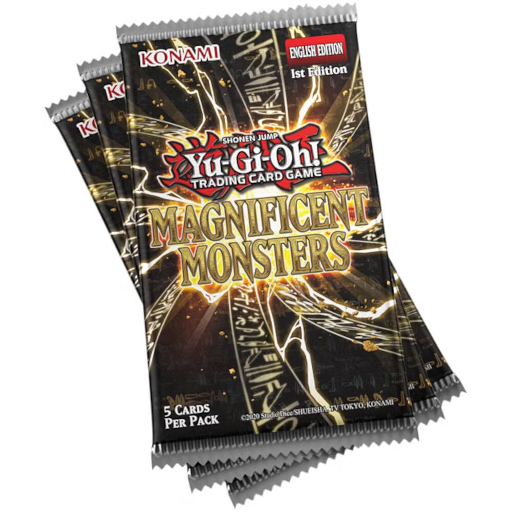 KONAMI ENGLISH EDITION 1st Edition K JUMP SHONEN Yu-Gi-Oh! CARD GAME TRADING MAGNIFICENT MONSTERS  
5 CARDS PER PACK  
TV TOKYO, KONAMI Studio Dice SHUEISHA, 2020
