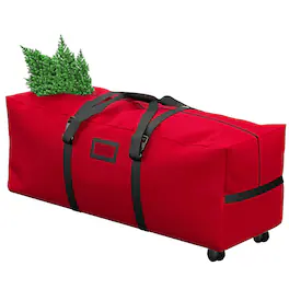 MOVSSOU - 7.5 Ft Christmas Tree Storage Bag Rolling 2 Swivel Wheels Xmas Tree Bag Holiday Tree Storage Case - Red