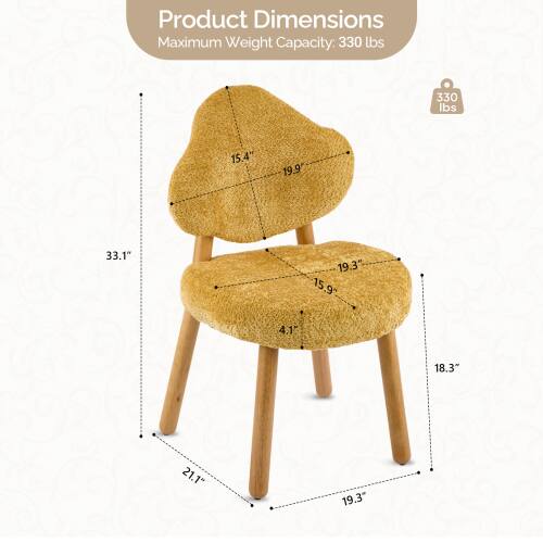 Product Dimensions  
Maximum Weight Capacity: 330 lbs  
330 lbs  
15.4"  
19.9"  
33.1"  
19.3"  
15.9"  
4.1"  
18.3"  
21.1"  
19.3"