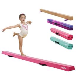 VEVOR - 8FT Folding Balance Beam for Kids, 200LBS Stable Support Gymnastics Floor Beam with Mats, Gymnastics Training Equipment - Pink