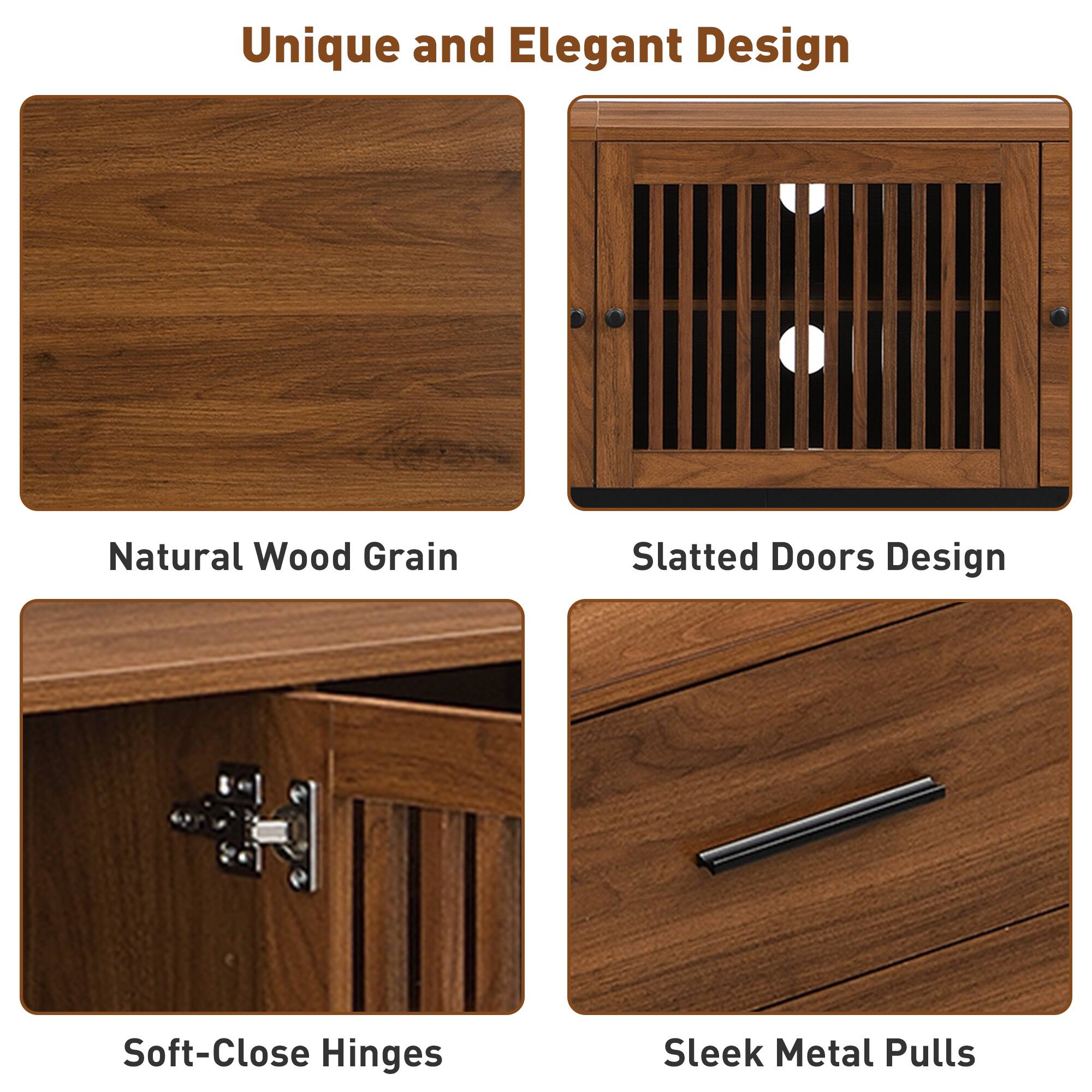 Unique and Elegant Design

Natural Wood Grain

Slatted Doors Design

Soft-Close Hinges

Sleek Metal Pulls