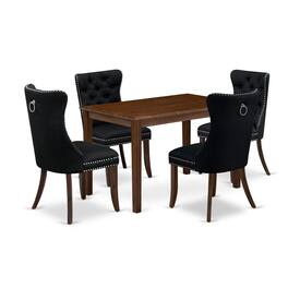 East West Furniture - 5 Piece Dining Set for Small Spaces Contains a Rectangle Kitchen Table - Black