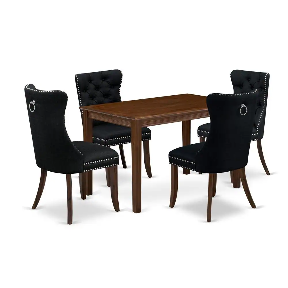 Front. East West Furniture - 5 Piece Dining Set for Small Spaces Contains a Rectangle Kitchen Table - Black.