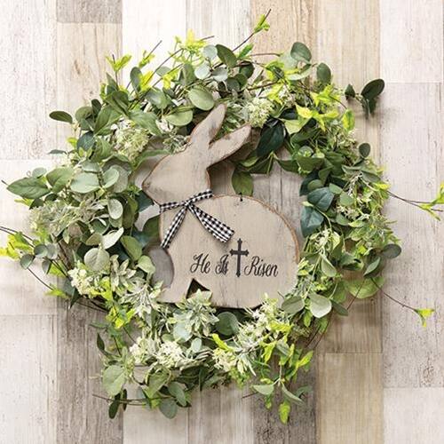 Left. BreeBe - Mixed Queen Ann Heather Wreath 20" - Green.