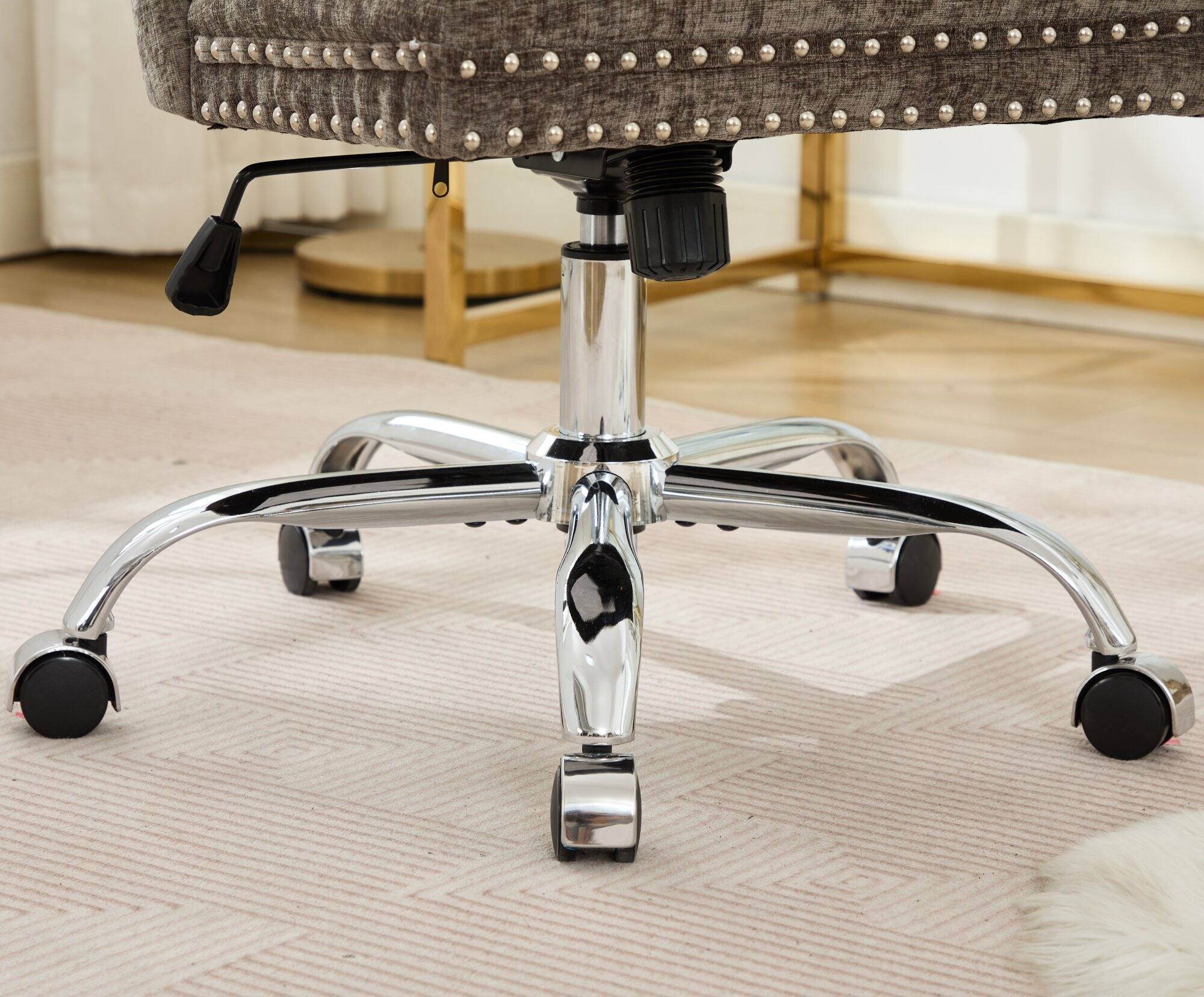 Alt View 2. Spaco - Spaco Office Chair, Executive Chair with Modern Chenille, Tufted Button, Chrome Base, Adjustable Swivel, for Home Office - Gray.