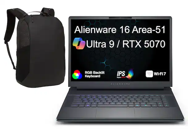 Alienware 16 Area-51
Ultra 9 / RTX 5070
RGB Backlit Keyboard
IPS SuperCLEAR
Wi-Fi7