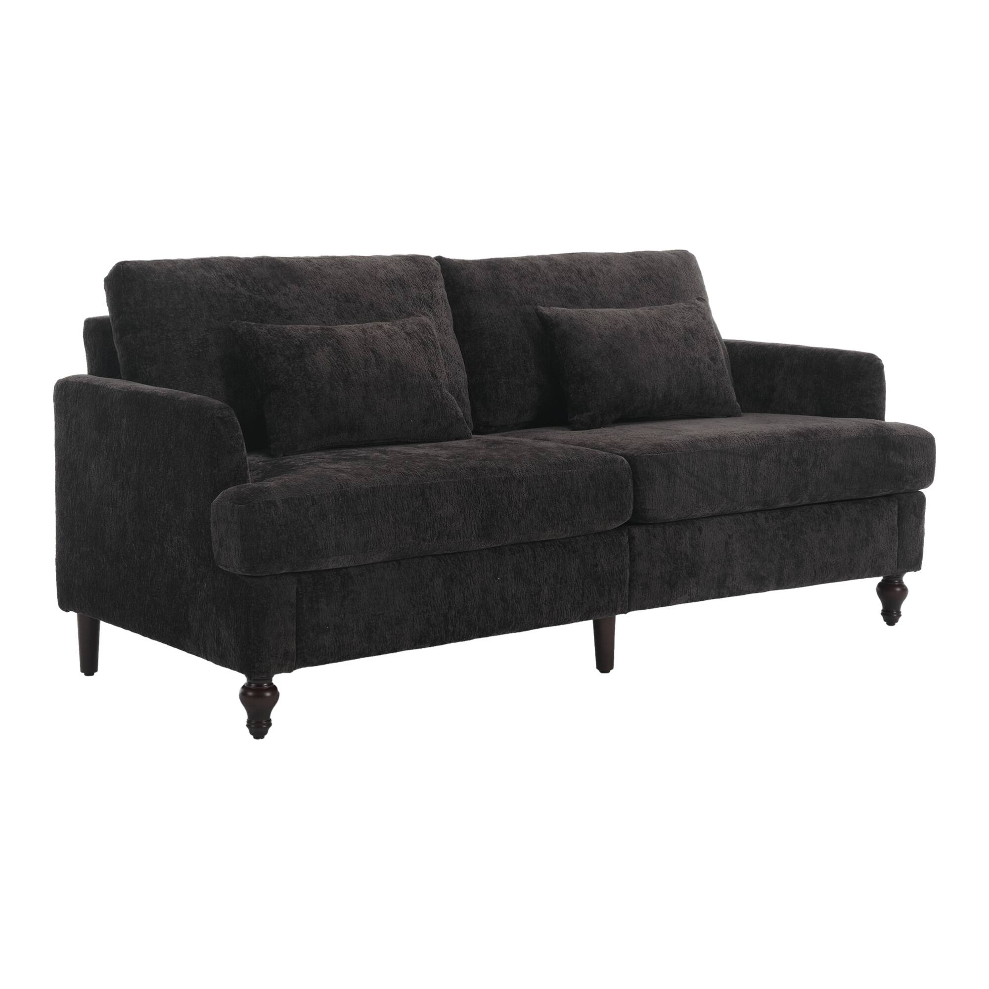 Alt View 9. GOODSILO - Modern Upholstered Loveseat Sofa with Chenille Fabric and Solid Wood Frame for Living Room and Bedroom - Black.