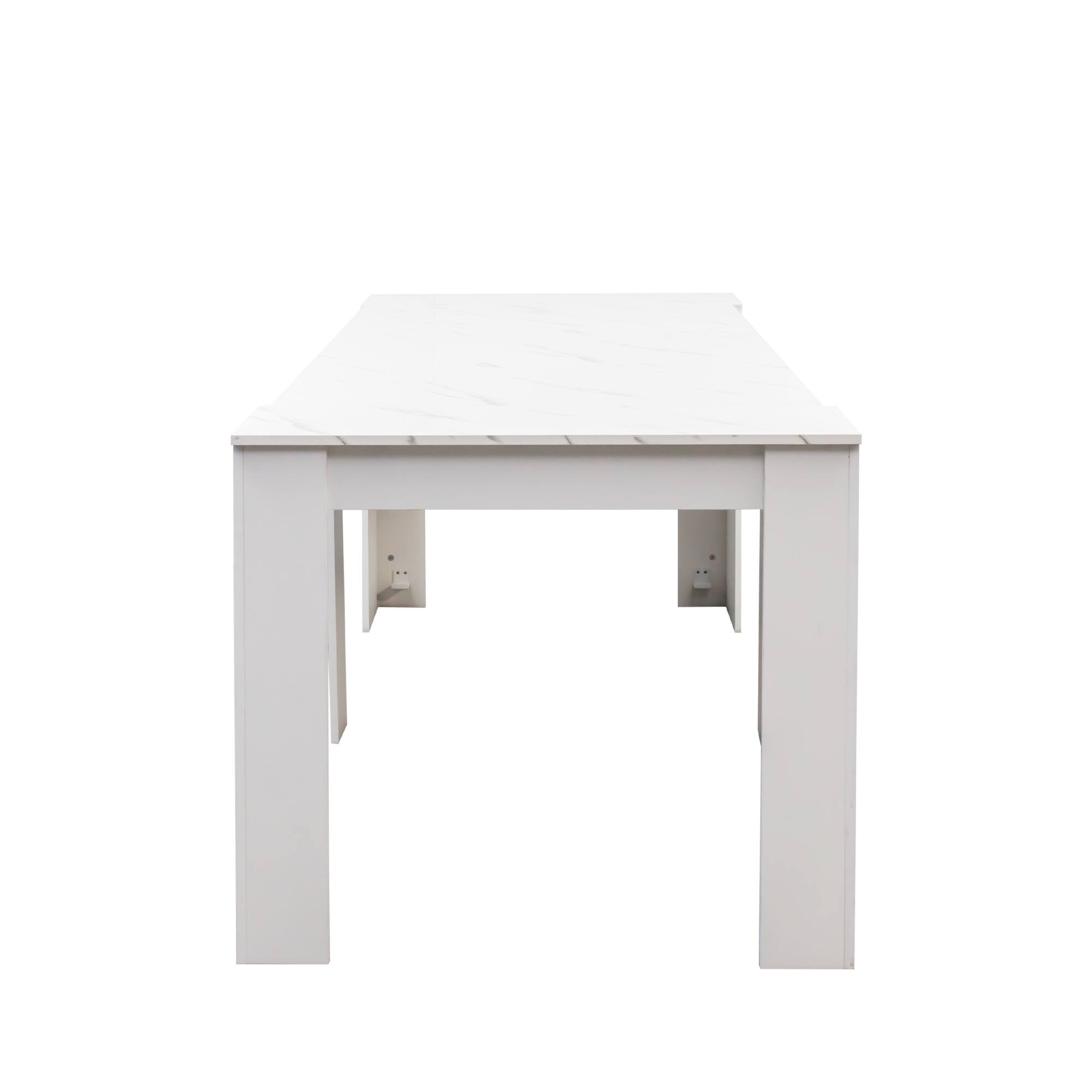 Alt View 10. Tiramisubest - Multifunctional extendable console dining table, White Marble - White,White Marble.