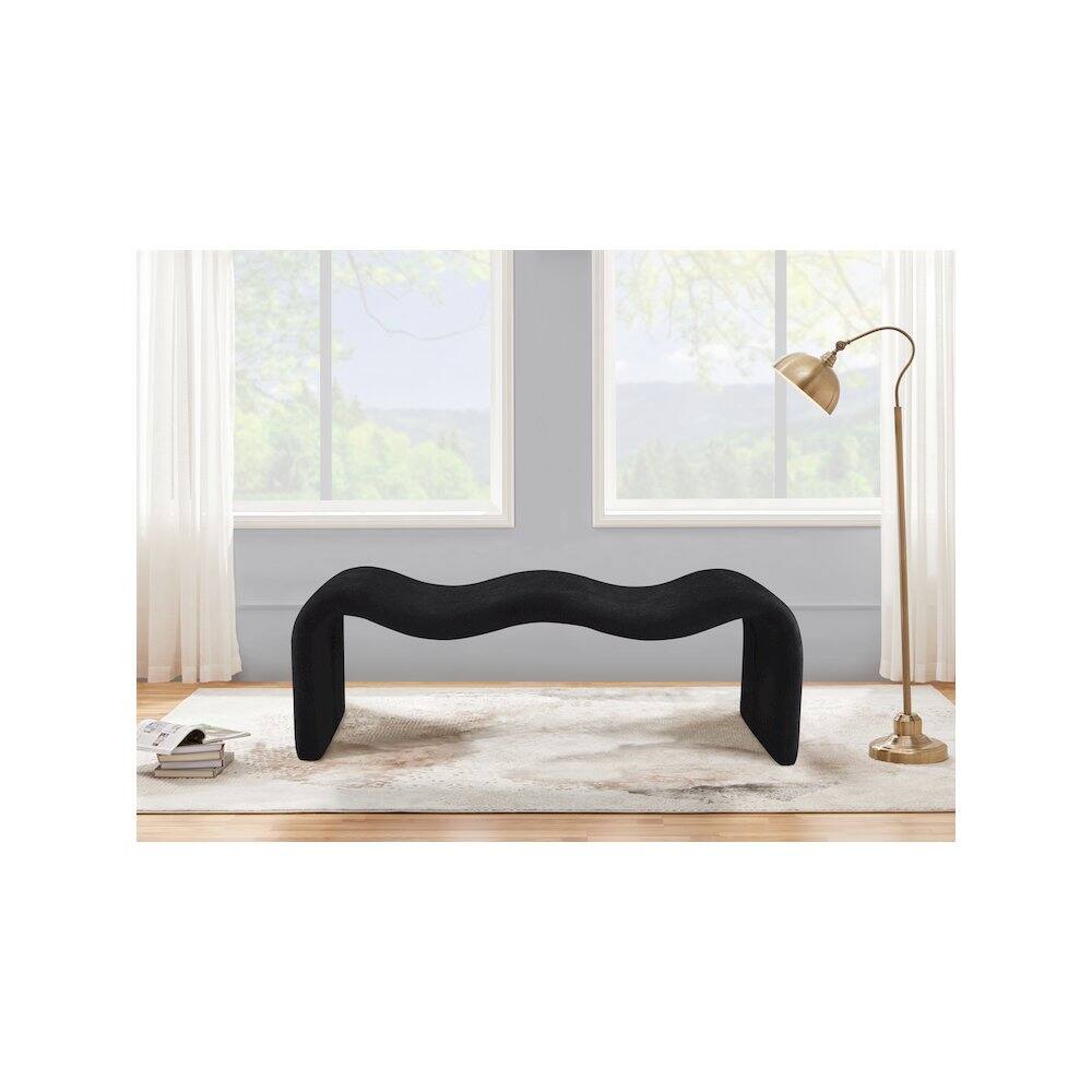 Alt View 1. Meridian Furniture - Willow Black Chenille Fabric Bench - Black.