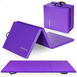 BalanceFrom Fitness - GoGym 6x2ft Folding 3 Panel Exercise Mat w/Handles - Purple