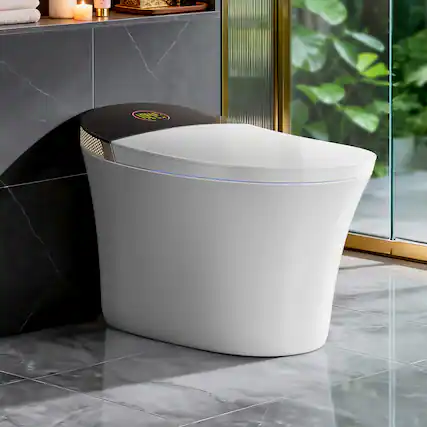 Front. Koligey - Extra-Large Smart Toilet for Spacious Bathrooms/Bigger Body Types,With Built-in Tank Bidet, Auto Open/Close Lid - White.