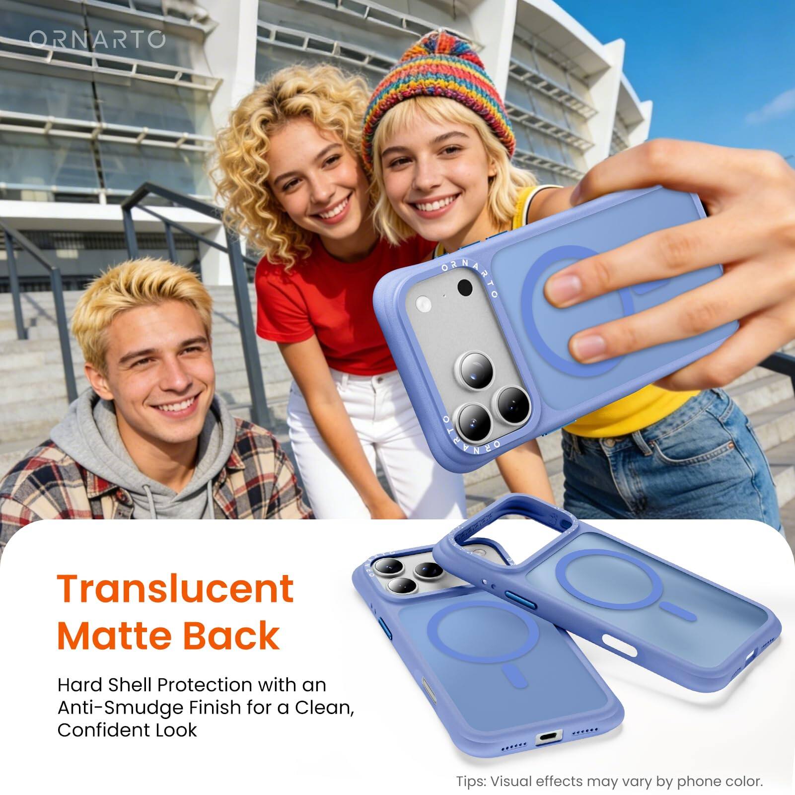 ORNARTO OENARTO @o Translucent Matte Back Hard Shell Protection with an Anti-Smudge Finish for a Clean, Confident Look

Tips: Visual effects may vary by phone color.