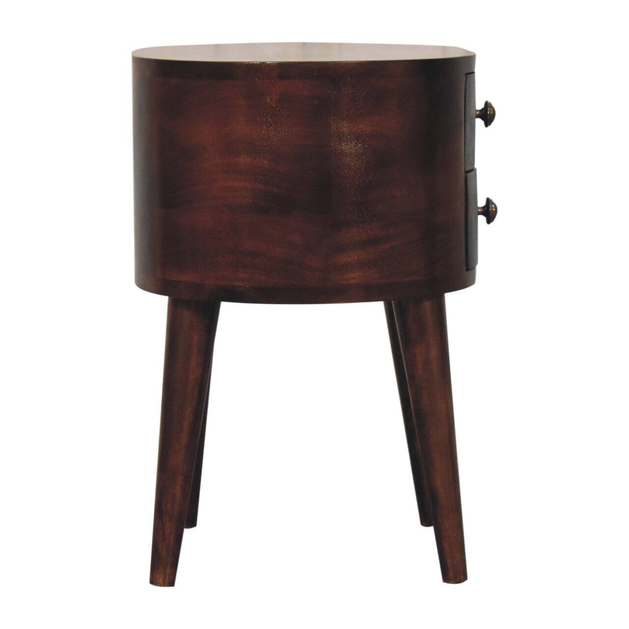 Alt View 4. Artisan Furniture - Artisan Furniture Solid Wood California Walnut Rounded Bedside Table, 2 Drawers, Dark Brown - Dark Brown.