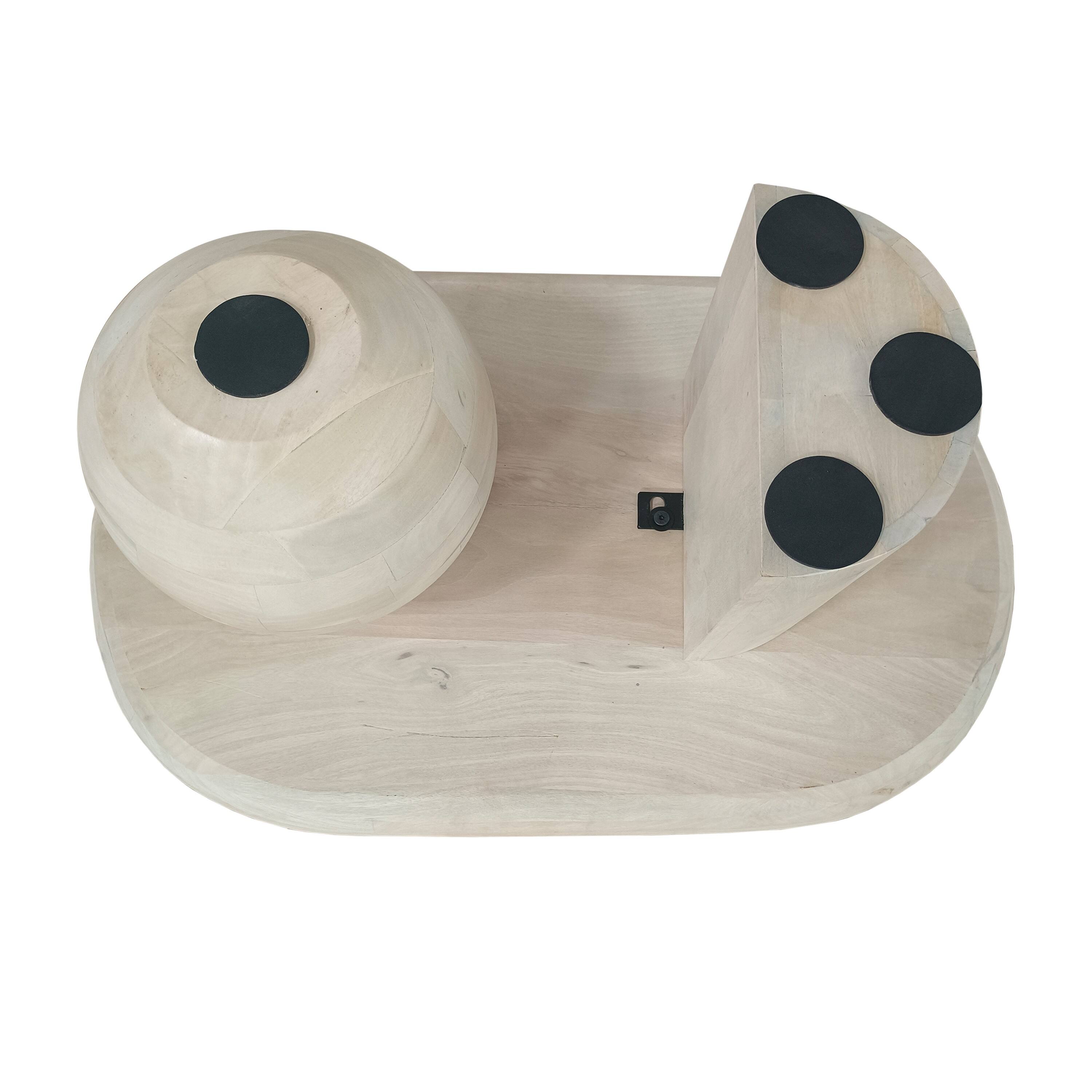 Alt View 4. Manhattan Lane - 38 Inch Coffee Table, Oblong Mango Wood Top with a Modern Ball Leg - White.