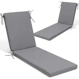 Crestlive Products - 2pc 72in Outdoor Water Resistant Chaise Lounge Chair Cushion with Ties Gray Patio lounge cushion - Light Gray