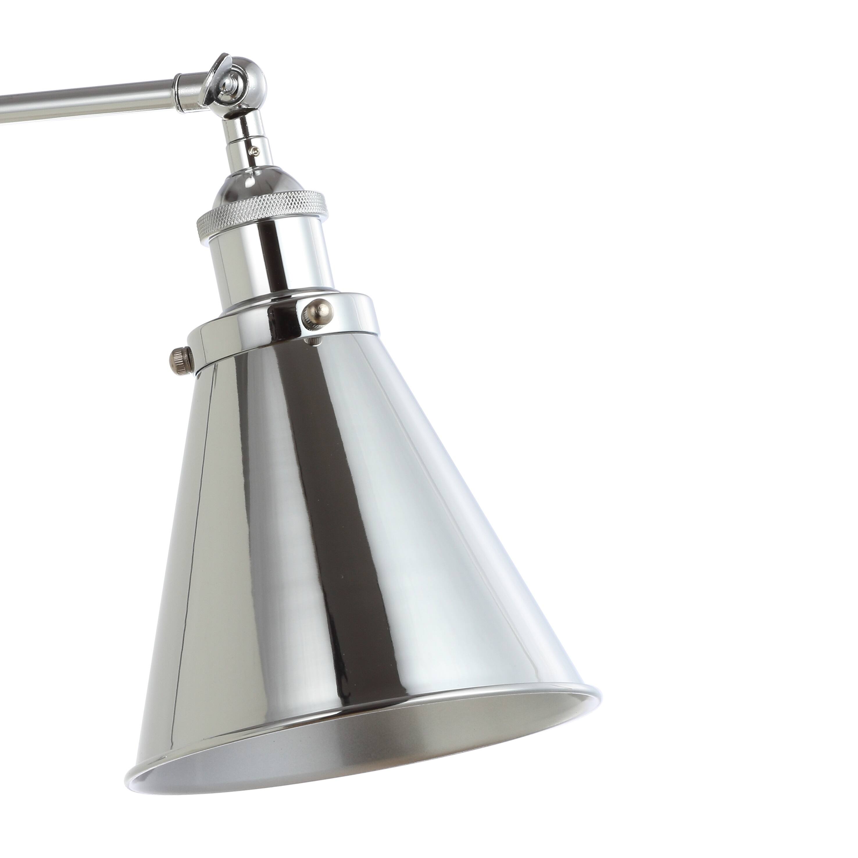Alt View 4. Jonathan Y - Rover 7" Classic Industrial Metal Adjustable Arm LED Wall Sconce, Chrome (Set of 2) - Chrome.