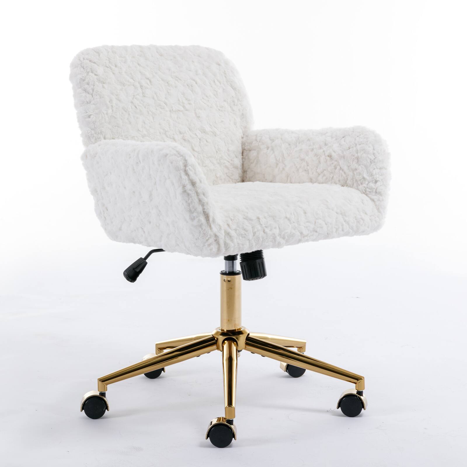 Alt View 1. GOODSILO - Premium Adjustable Swivel Office Chair with Golden Metal Base and Plush Velvet Upholstery for Home or Office Use - Beige.