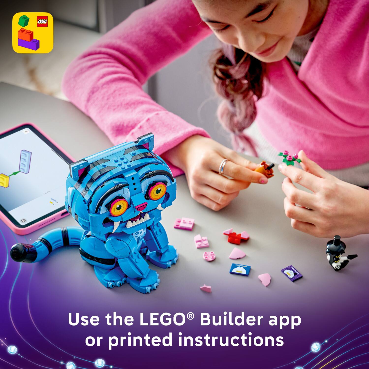 Use the LEGO® Builder app or printed instructions