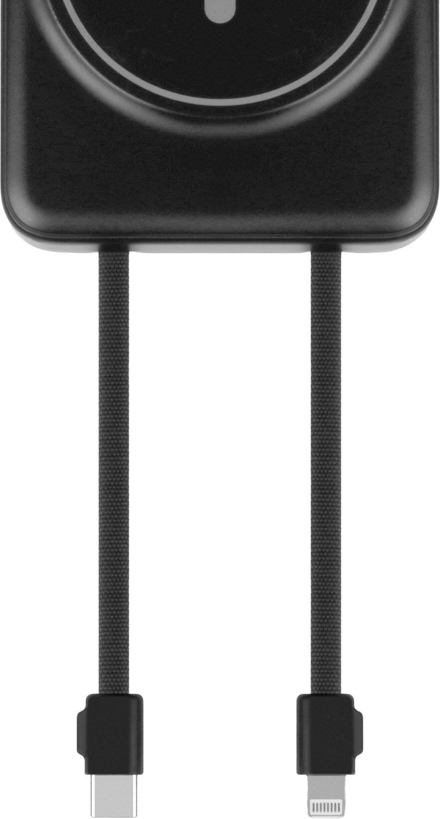 Alt View 4. Aluratek - Wireless MagSafe/Qi2 10K Power Bank with Apple iPhone, Watch and AirPod charging, Built-in Lightning and Type-C Cables - Black.