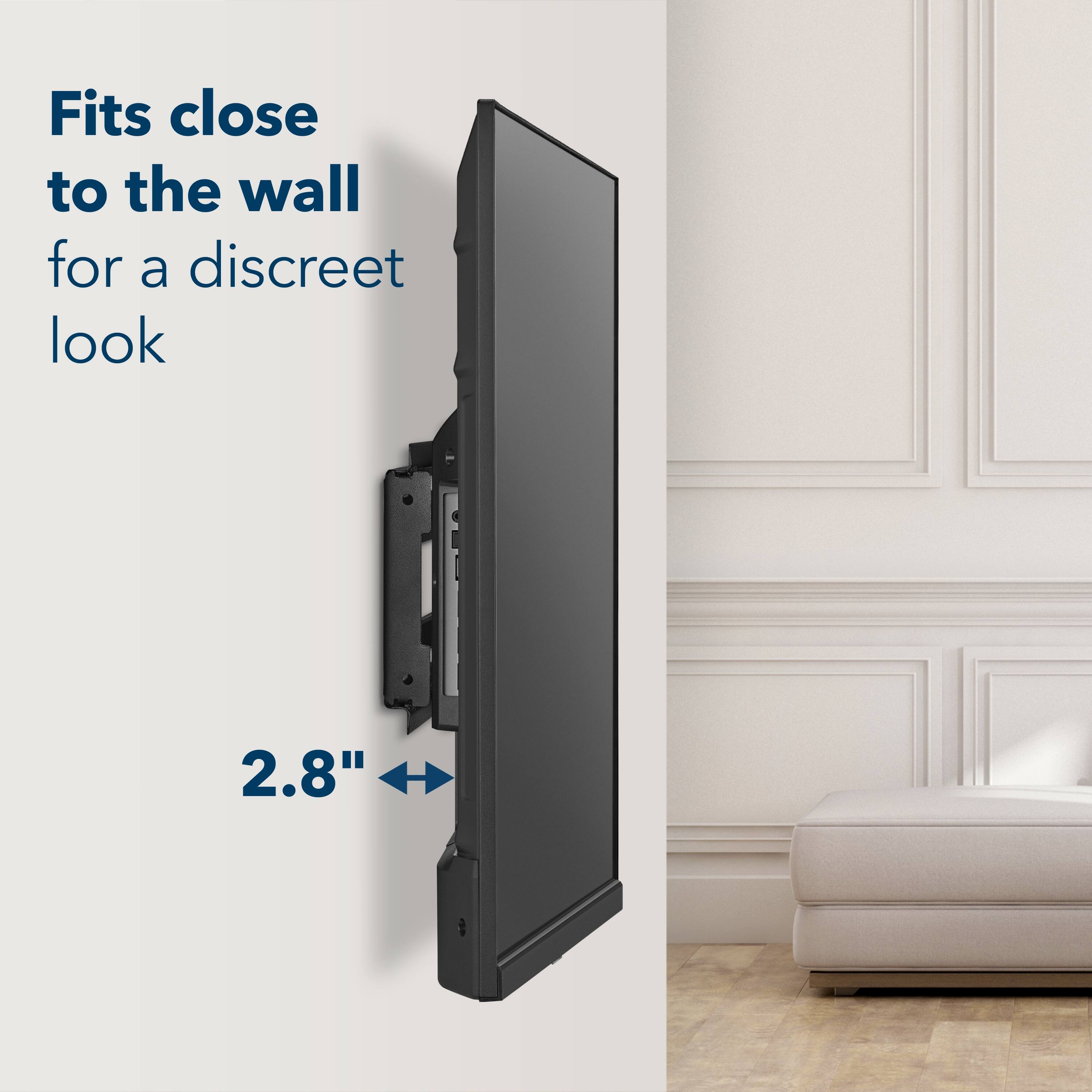 Fits close to the wall for a discreet look  
2.8"