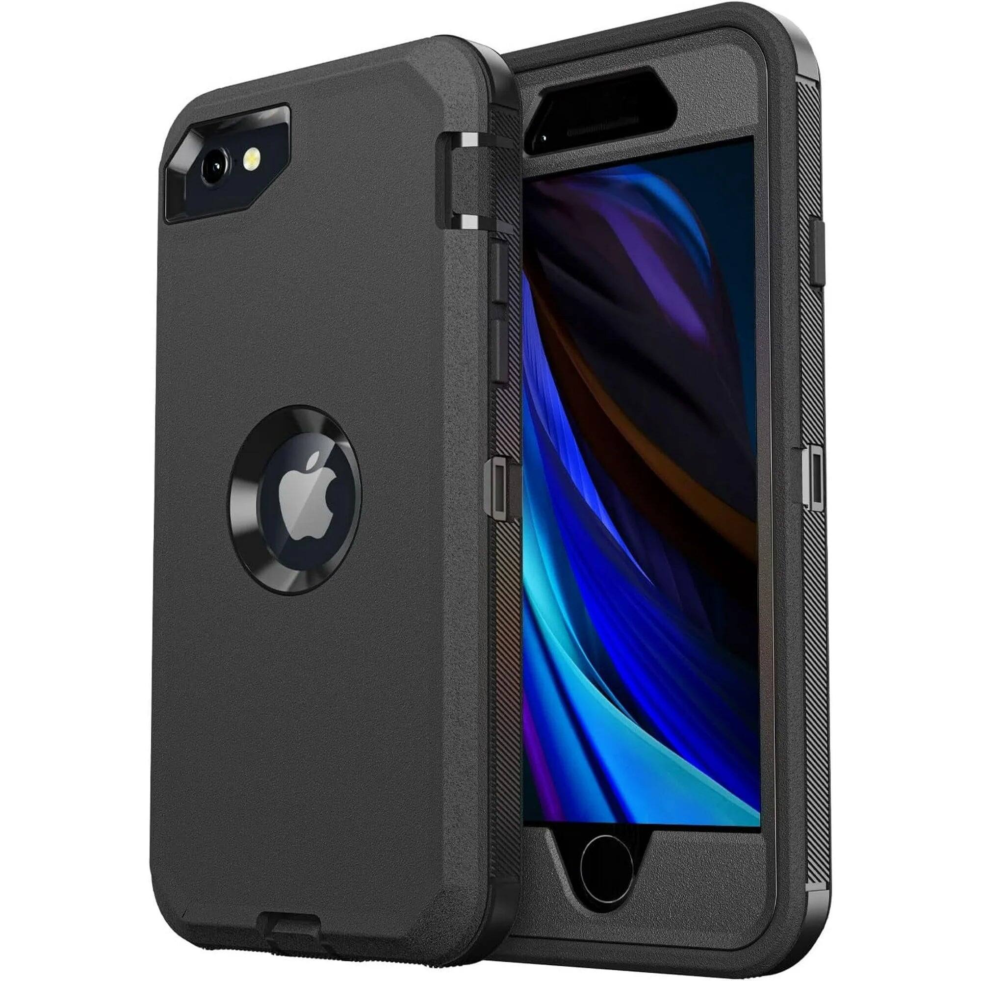Entronix - Heavy Duty Triple-Layer Case for iPhone 8, 7, SE - Ultimate Protection - Black