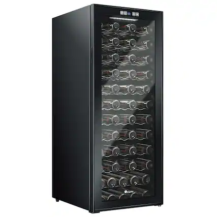 Front. KingChii - 80-Bottle Wine Cooler Refrigerator with Digital Temperature Control - Black.