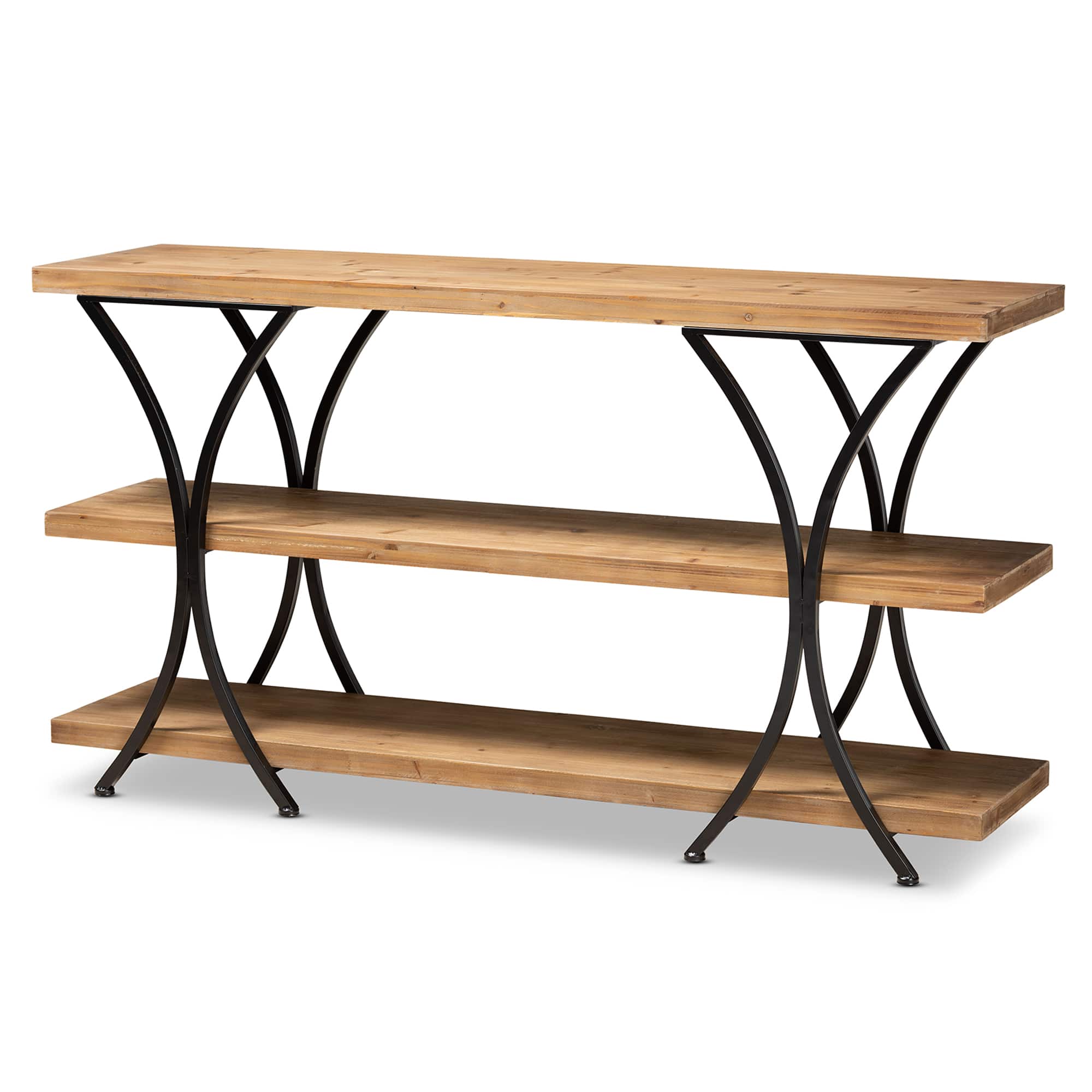 Baxton Studio - Terrell Modern Rustic and Industrial Finished Wood and Finished Metal Console Table - Natural Brown/Black