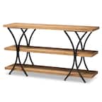 Front. Baxton Studio - Terrell Modern Rustic and Industrial Finished Wood and Finished Metal Console Table - Natural Brown/Black.