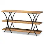 Front. Baxton Studio - Terrell Modern Rustic and Industrial Finished Wood and Finished Metal Console Table - Natural Brown/Black.