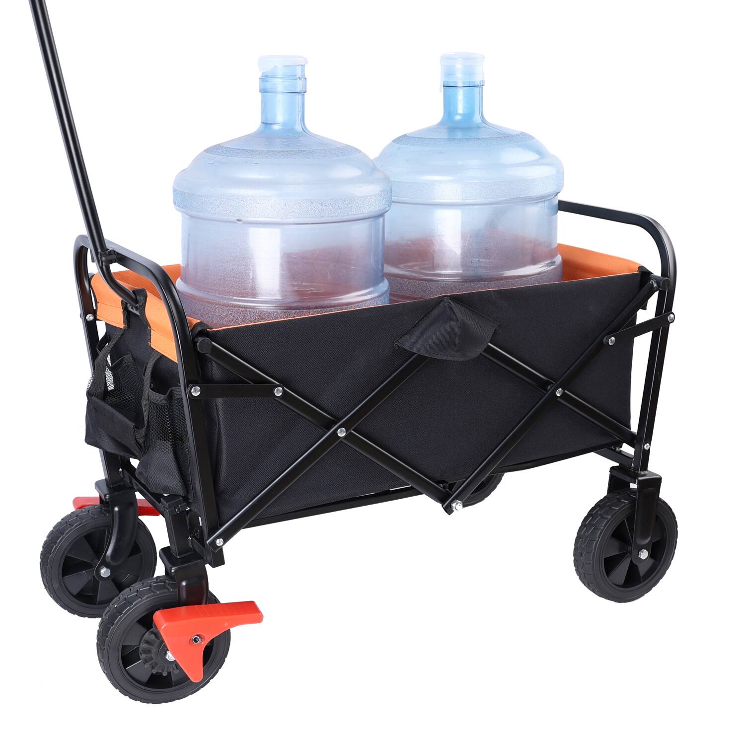 Alt View 2. APRILSOUL - Mini Folding Wagon Garden Shopping Beach Cart brake orange black - Black+Orange.