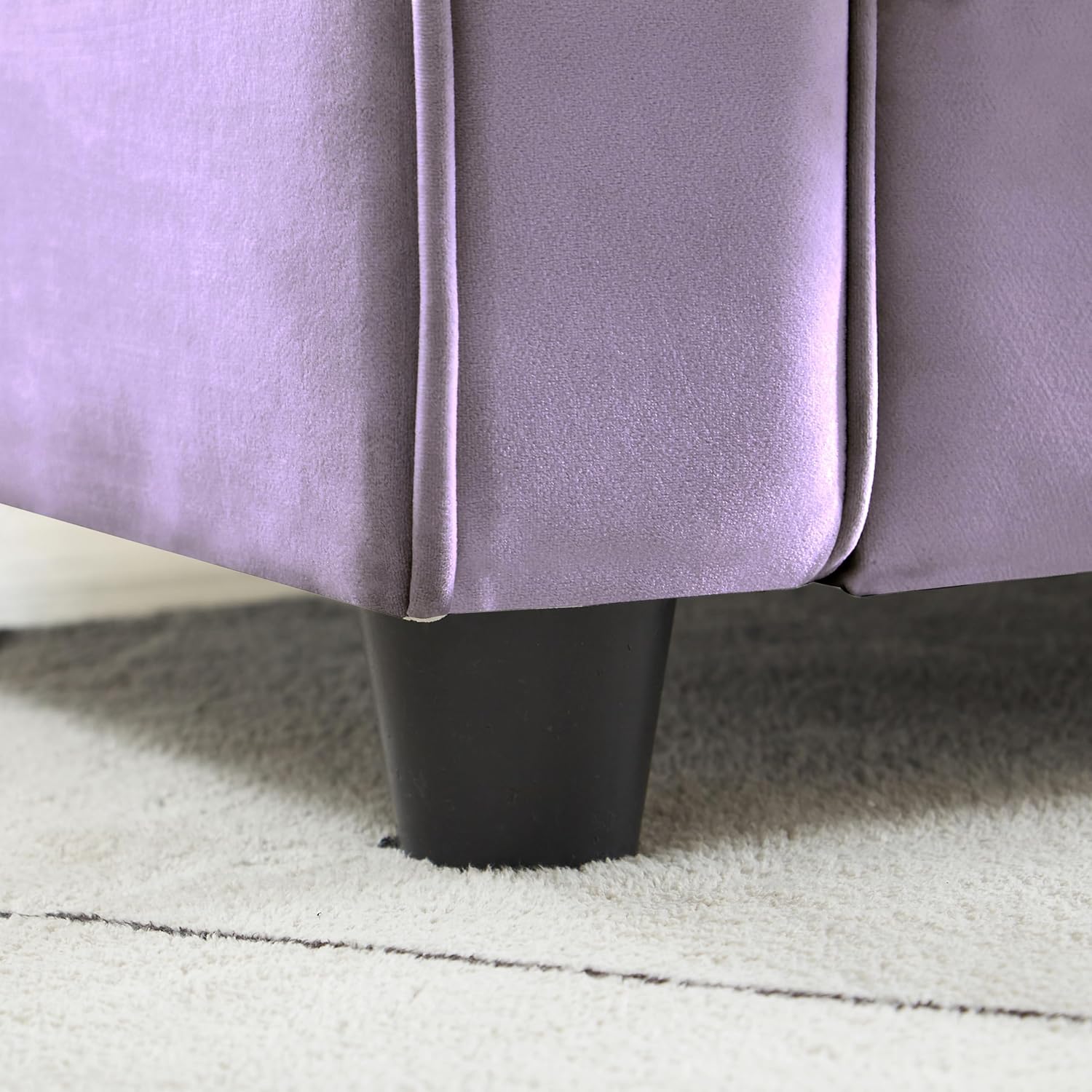 Back. Electra Tech Xpress - FREEHOMAE-Modren 82.48'' Velvet Fabric Couch, 3 Seater Sofa, Big Loveseat for Living Room - Light Purple.