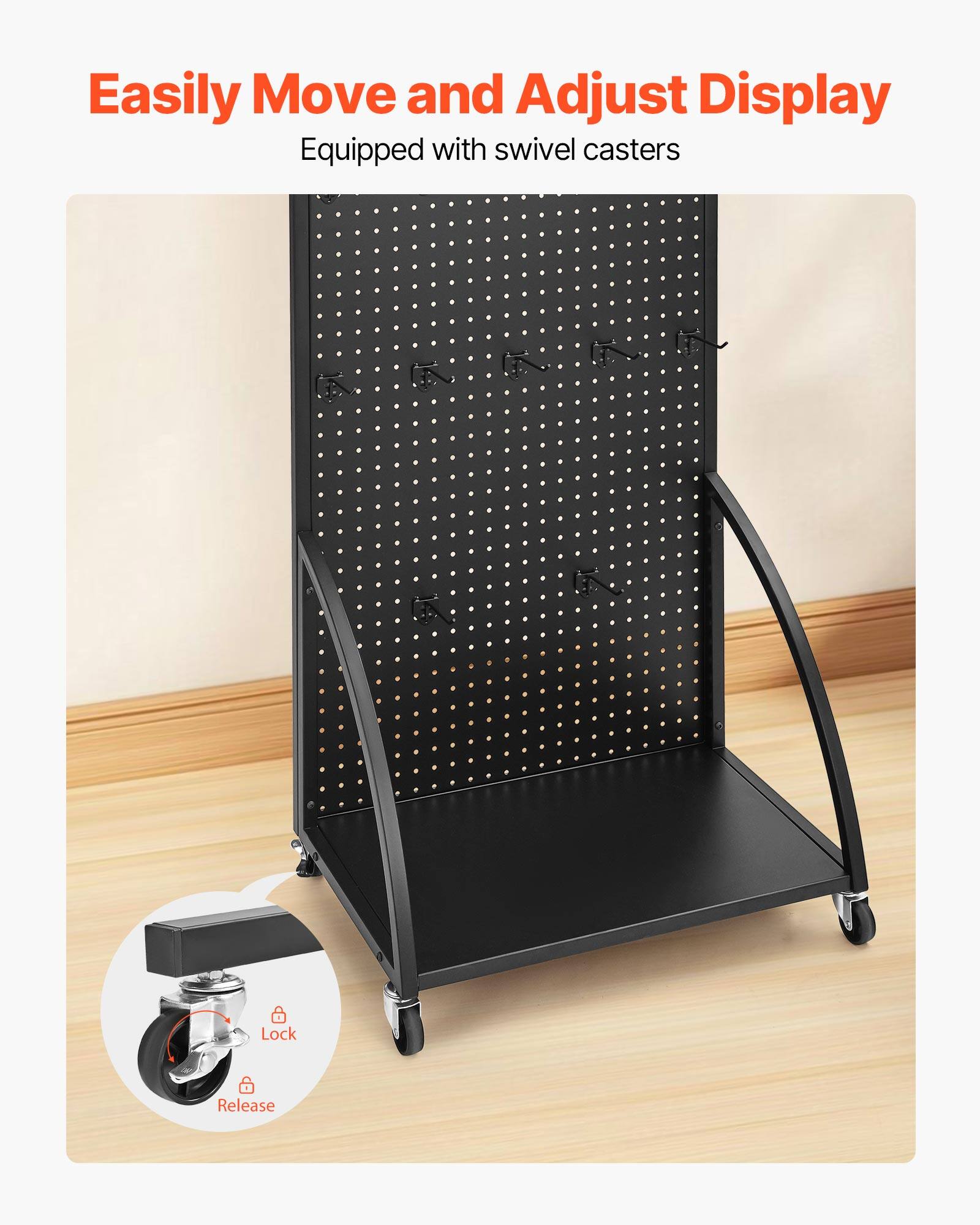 Easily Move and Adjust Display Equipped with swivel casters Lock Release