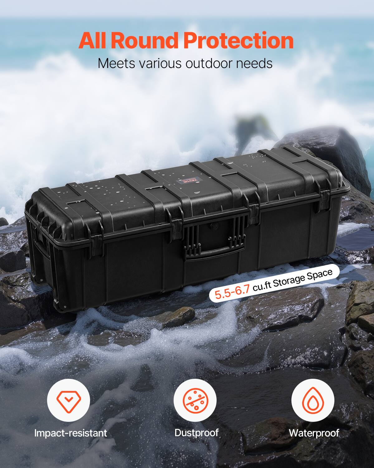 VEVOR Weatherproof Hard Case, Heavy Duty Protective Dry Box Case