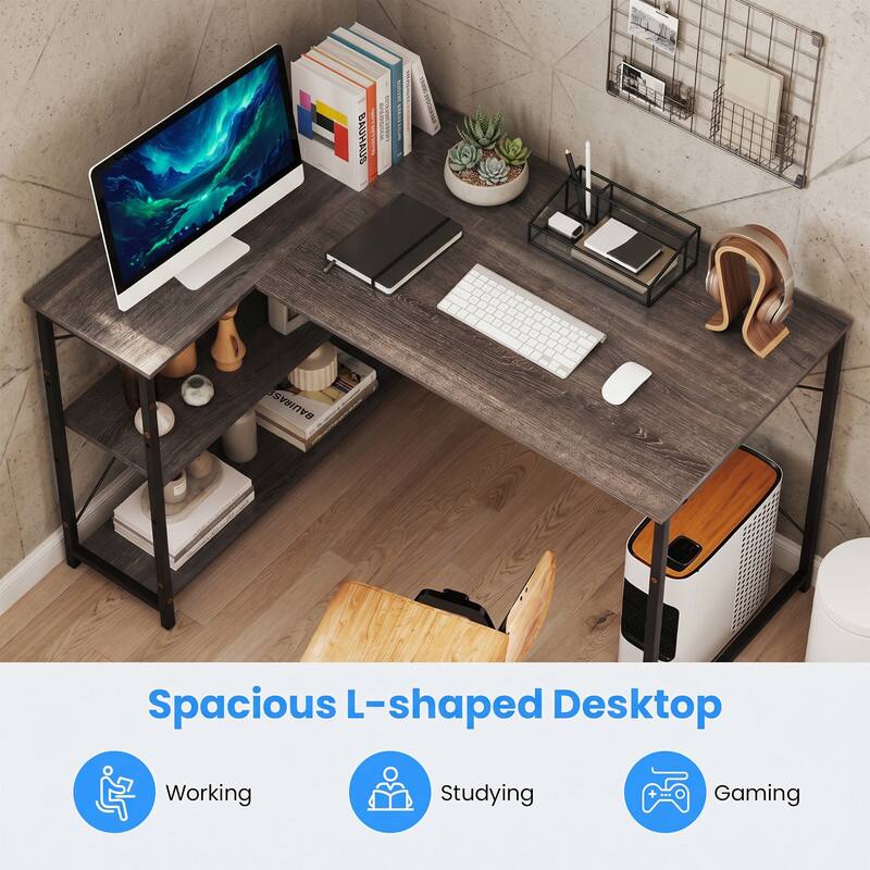 BAUHAUS STE WWVu/U I BAUIRASE Spacious L-shaped Desktop Working Studying + Gaming